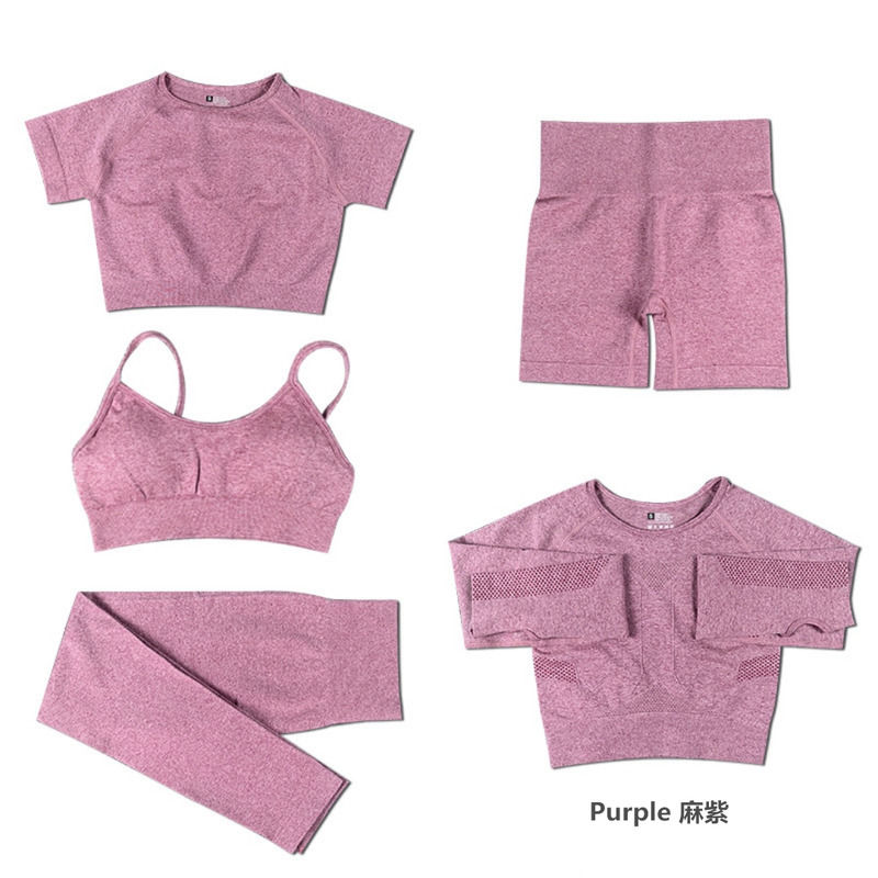 2021 Antibacterial Yoga Wear 5 Piece Set Running Jogger Top And Pants Bra Gaiters Women Sportswear Fitness Clothes Casual