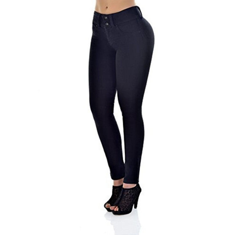 Color Fade Proof Good Quality High Waist Stretching Jeans Solid Woman Skinny Pencil Jeans