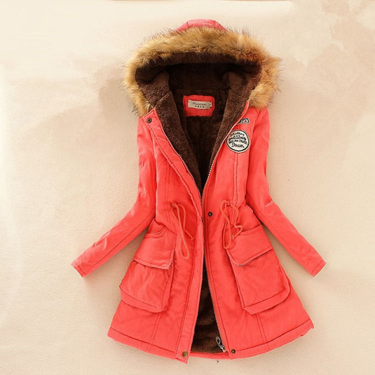 Thick winter jacket women winter jacket parka jacket with fur warm collar lining thick woolen jacket