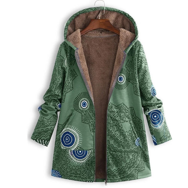 Factory wholesale waterproof women winter coat printed pocket hoodie jacket women age grade fashion fleece