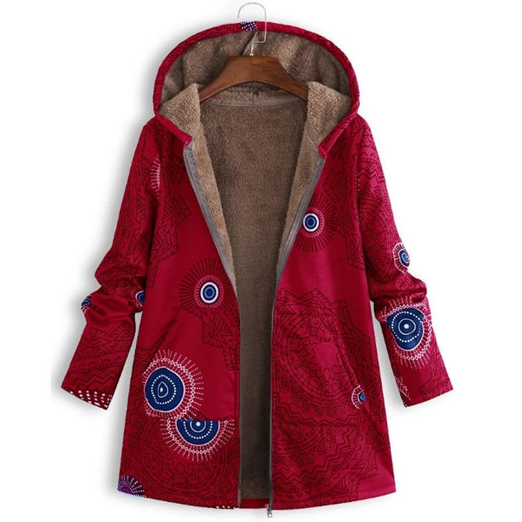 Factory wholesale waterproof women winter coat printed pocket hoodie jacket women age grade fashion fleece