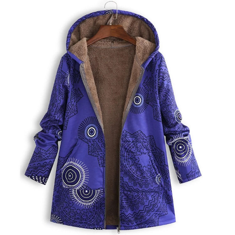 Factory wholesale waterproof women winter coat printed pocket hoodie jacket women age grade fashion fleece