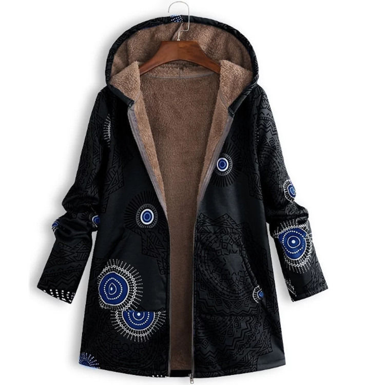 Factory wholesale waterproof women winter coat printed pocket hoodie jacket women age grade fashion fleece