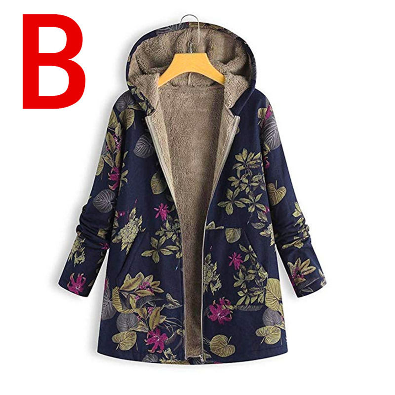 Waterproof ready to ship cotton and printed warm hoodie fleece canvas women coat winter jacket