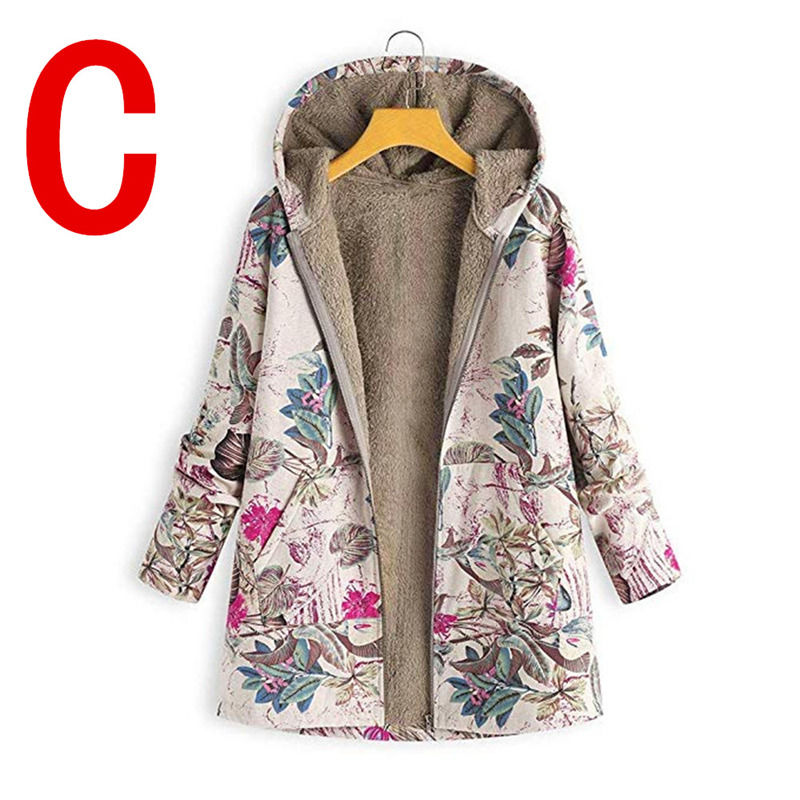Waterproof ready to ship cotton and printed warm hoodie fleece canvas women coat winter jacket