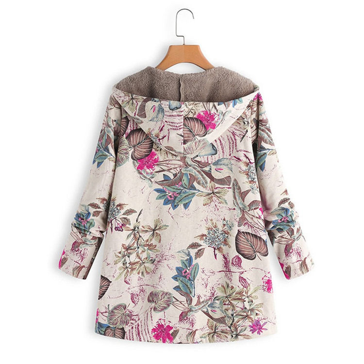 Waterproof ready to ship cotton and printed warm hoodie fleece canvas women coat winter jacket
