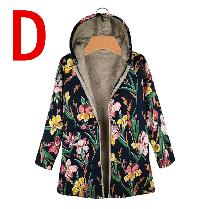 Floral Print Waterproof Canvas Latest Hoodie Fleece Warm Women Coat Winter Jacket Thin Jacket