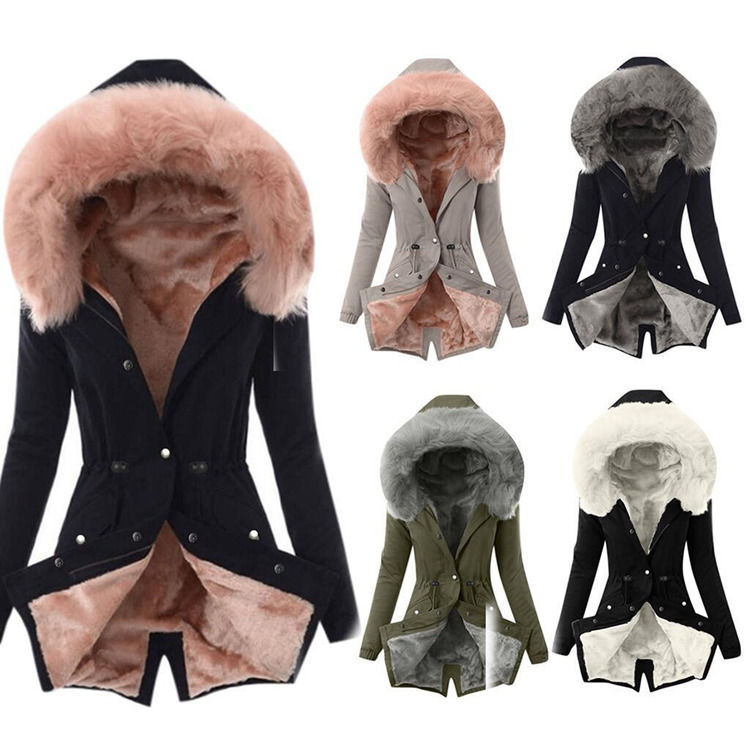 Waterproof 2020 women coat for outwear warm fur collar fleece women jackets cotton hooded coat