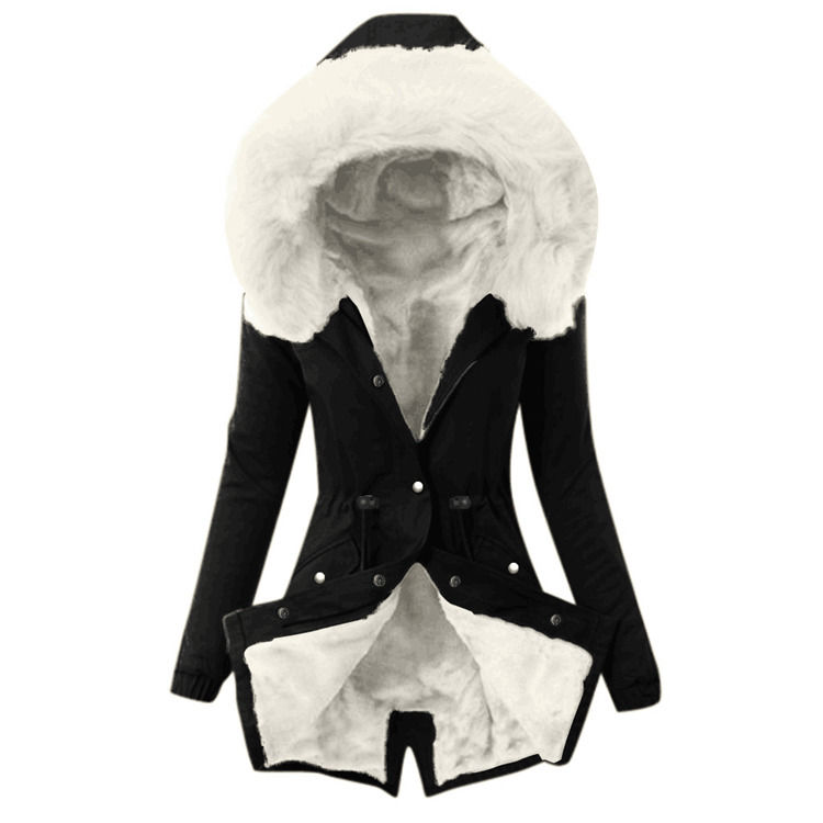 Waterproof 2020 women coat for outwear warm fur collar fleece women jackets cotton hooded coat