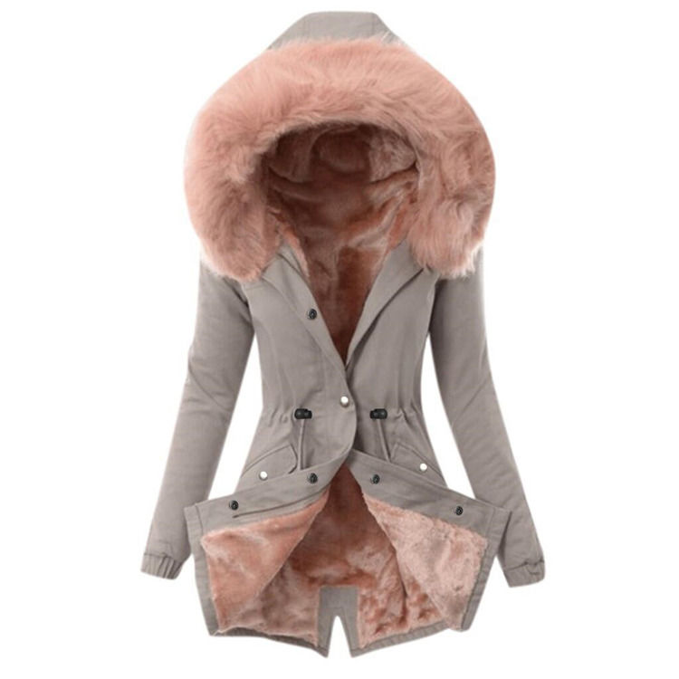 Waterproof 2020 women coat for outwear warm fur collar fleece women jackets cotton hooded coat