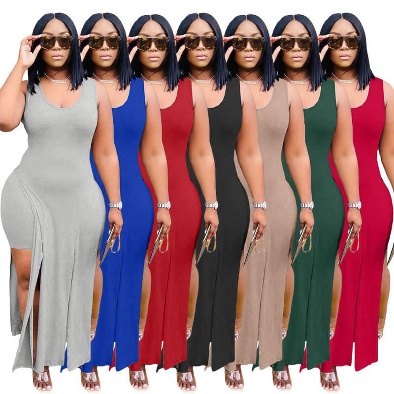 2021 NEW Anti-Static Two Piece Set Elastic Split Tank Dress Summer Dress Shorts Sleeveless Casual Dress