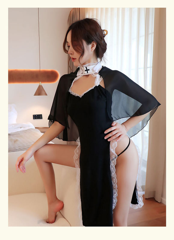 Factory Price Plus Size Nun Costumes For Women Nun Outfit Black Priest Outsuit Sexy Halloween Costumes